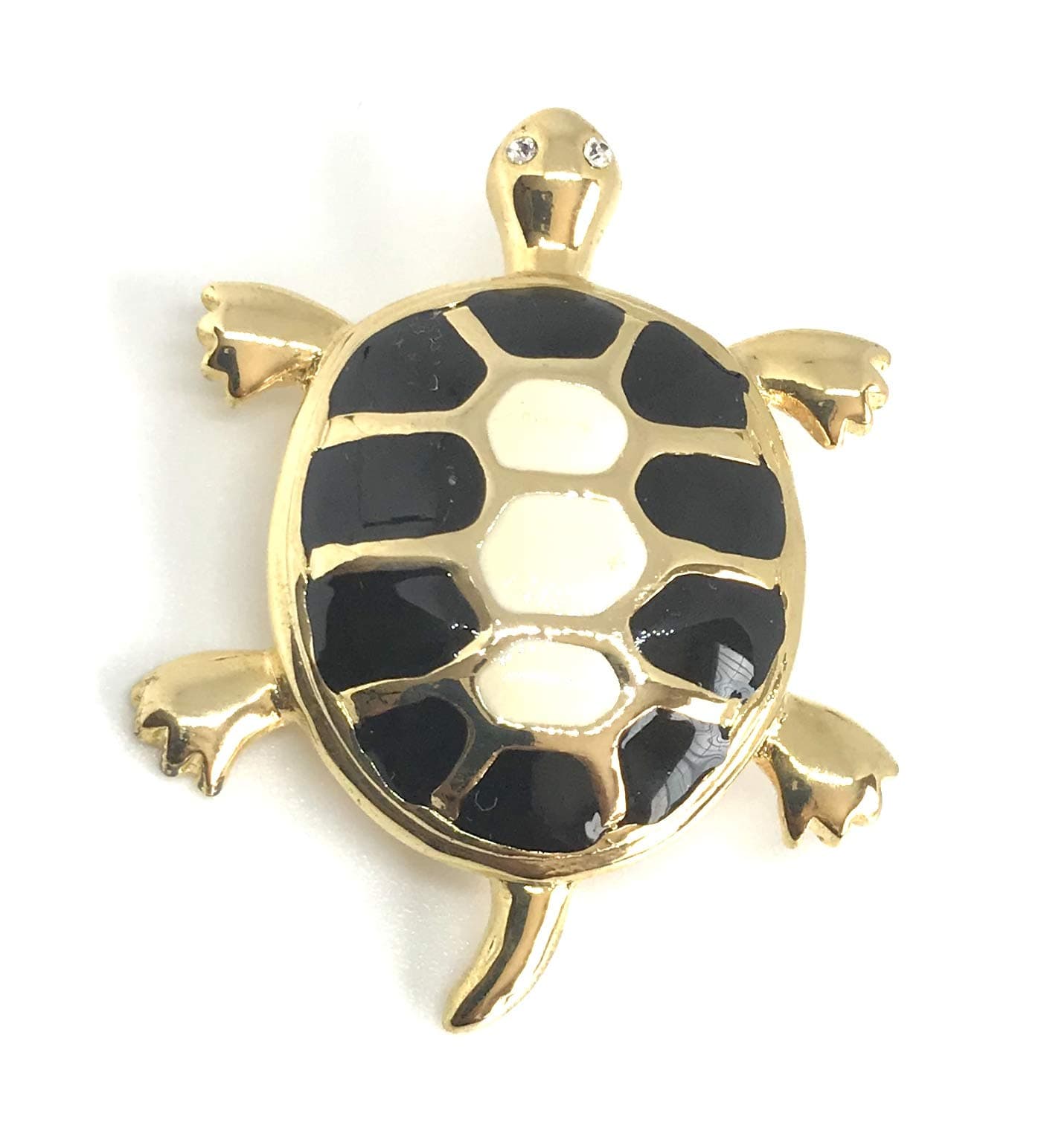 Fashion Brooch: Enamel Turtle with Crystal Eyes