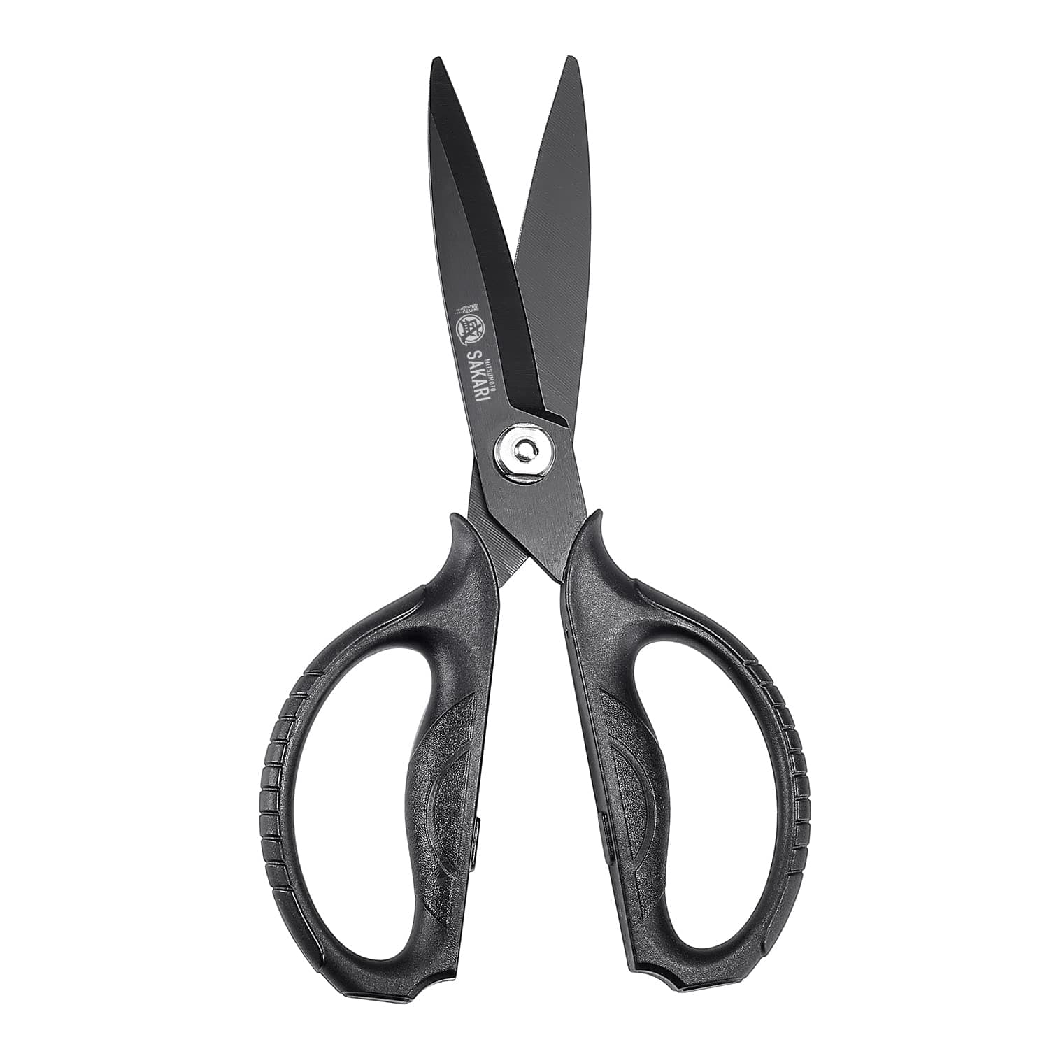 Japanese Kitchen Scissors All Purpose, Black Titanium Plated Heavy Duty Kitchen Shears, Multipurpose Cooking and Herb Scissor, Micro Serrated