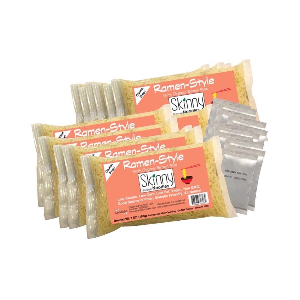 Skinny Noodles Low Carb, Gluten-Free Shirataki Ramen with Organic Miso Soup Base, 7-Ounce, 12-Count
