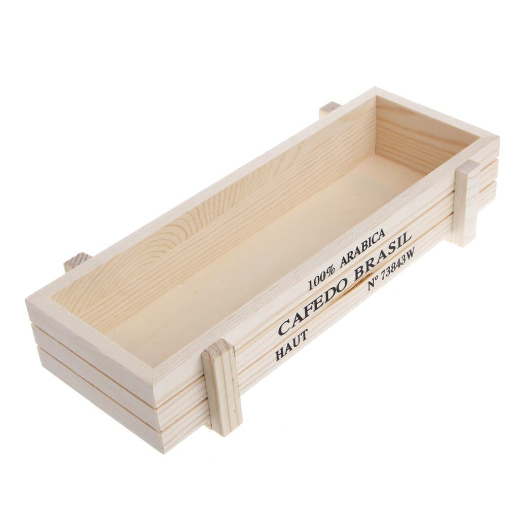 Chiic Garden Rectangular Wooden Plant Container Box 8.9"x3.31"x1.77" Plant Pot Home Decoration (White)