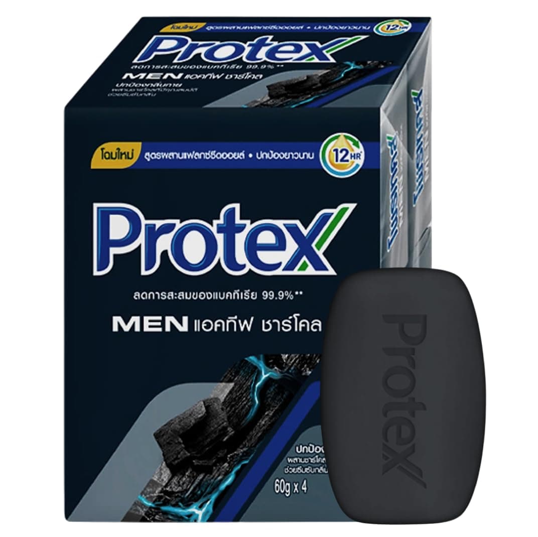 Active Charcoal Bar Soap (Pack of 4, 2.11 oz. Each) Compatible With Protex For Men, For Sportman, Max Cooling Formula /60g. per count