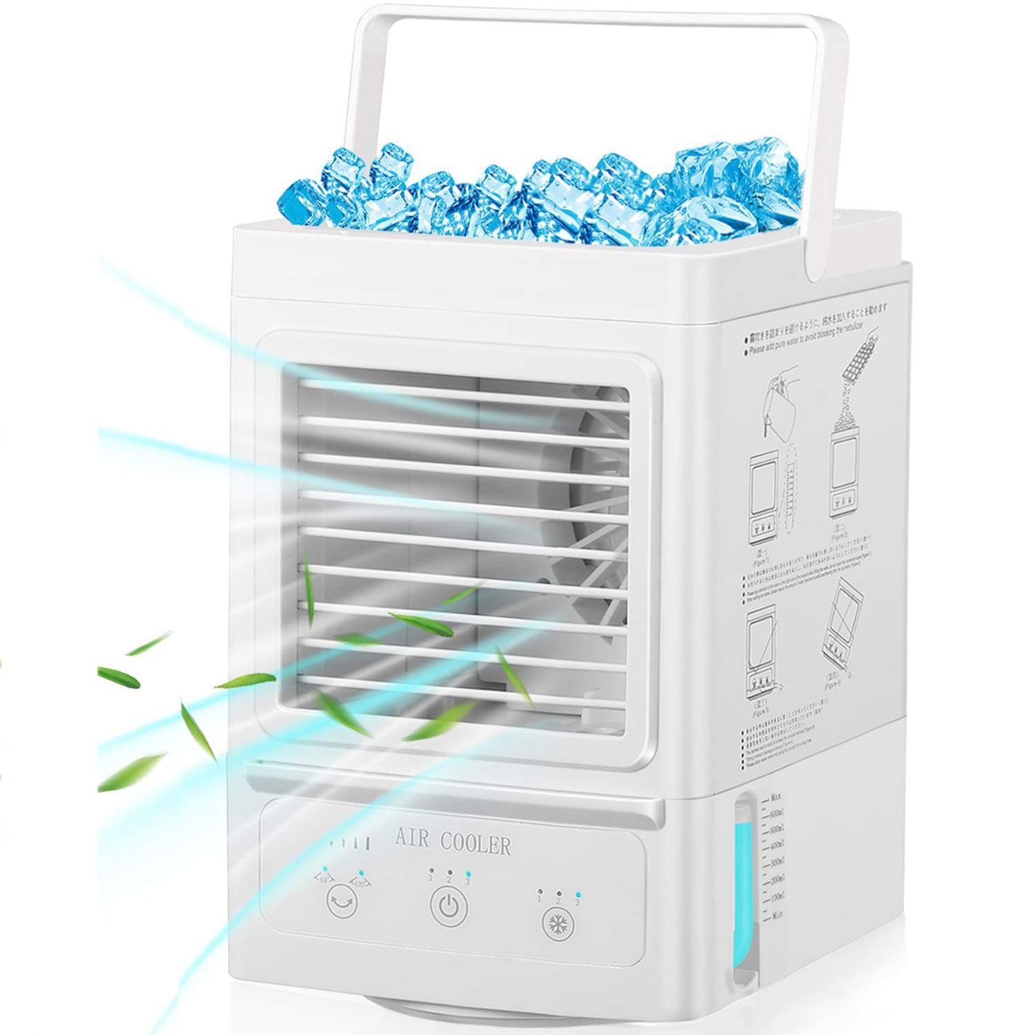 Portable Air Conditioner Fan, 5000mAh USB Rechargeable Battery Operated Personal Air Cooler