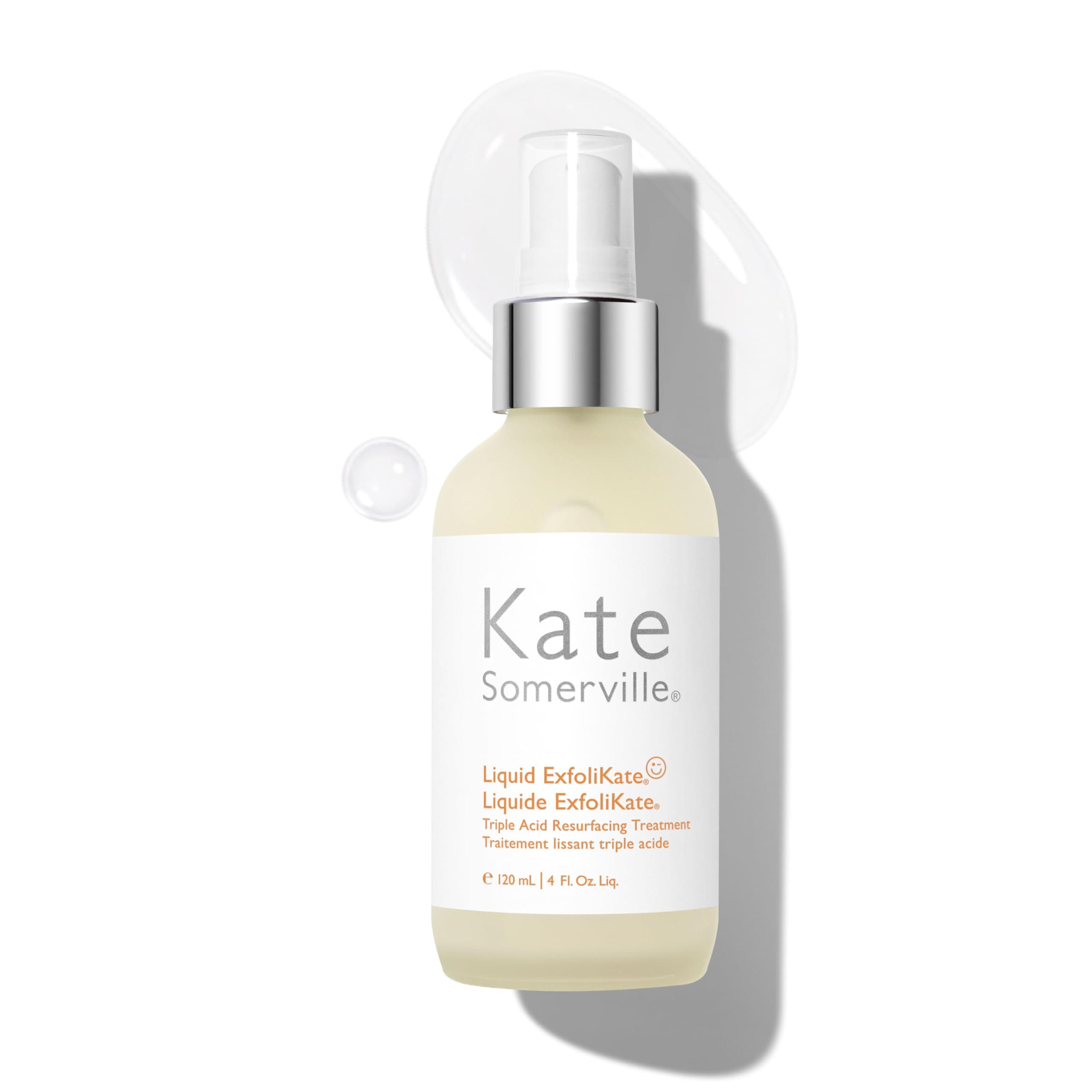 - Kate Somerville Liquid ExfoliKate – Triple Acid Resurfacing Treatment, Clinically Formulated AHA Overnight Facial Exfoliator, Smooths Skin and Minimizes Pores, 4 Fl Oz