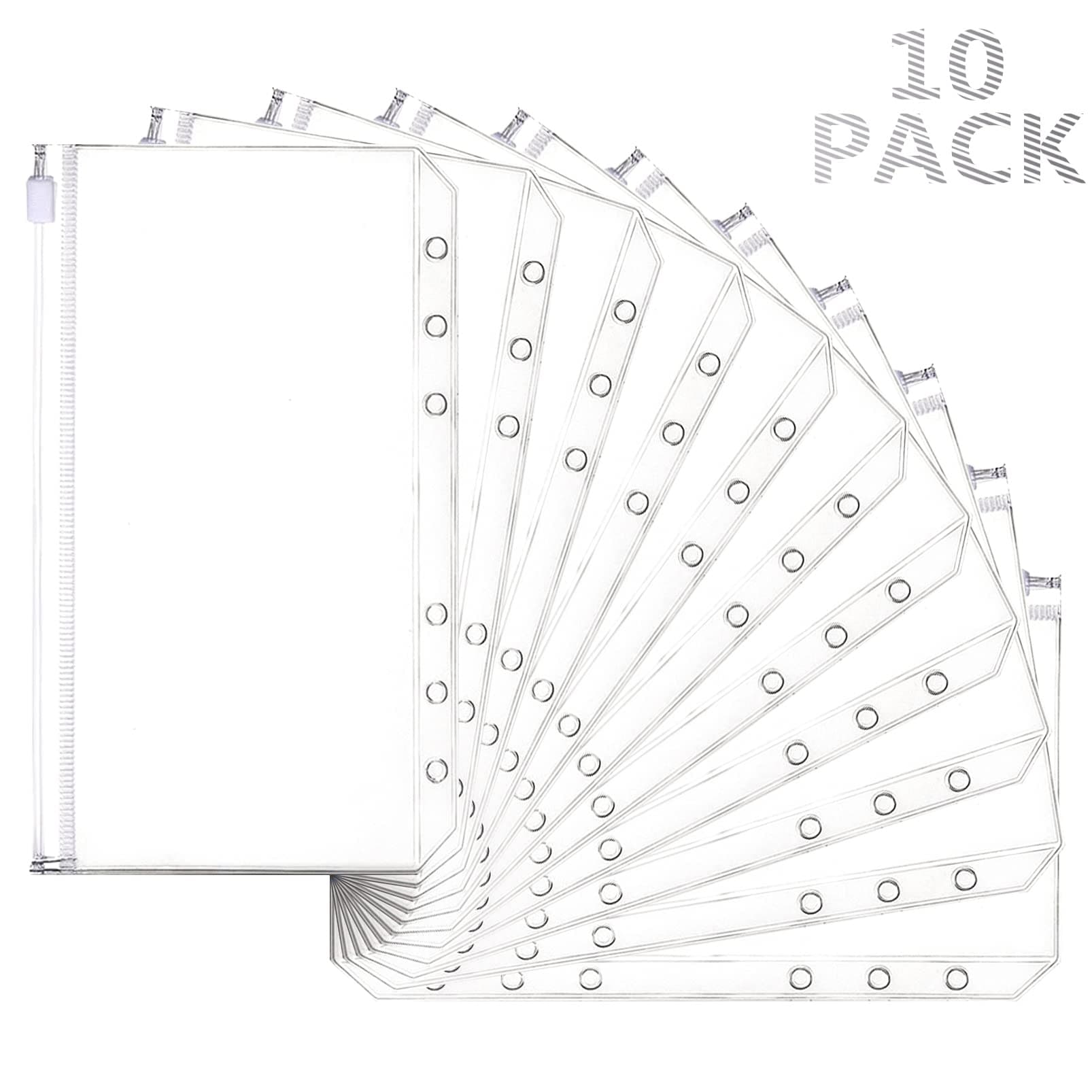 10Pcs Zipper Binder Pocket