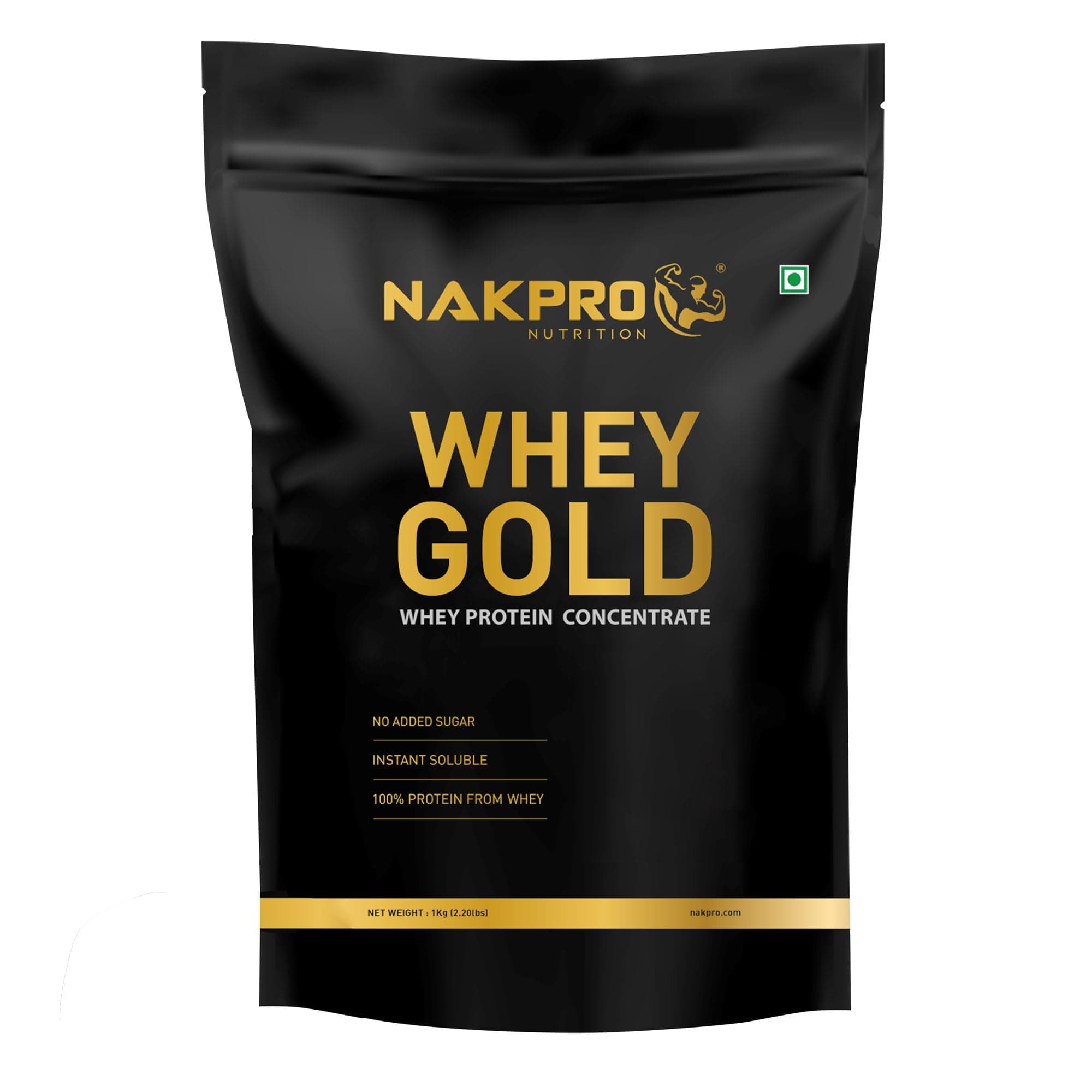 Gold Whey Protein Concentrate 80%, 1kg Unflavoured | 28g Protein, 6.2g BCAA | Trustified Certified 100% Authentic Supplement Powder & No Adulteration | Fast Absorbing Whey Protein Powder