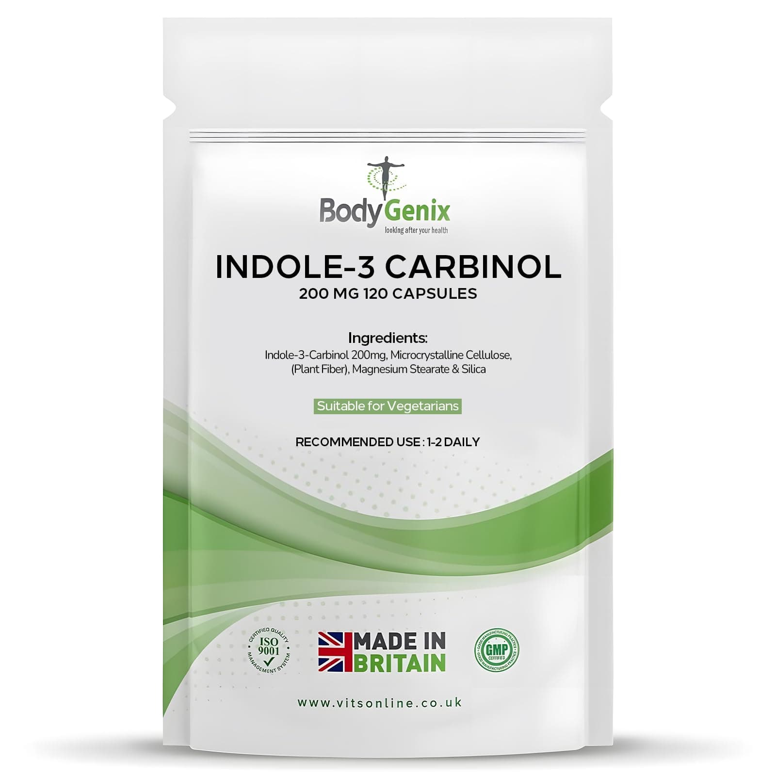 Indole-3 Carbinol 200mg Vegan Capsules Hormonal Balance Immune System Detoxification Support Natural Food Supplement - 120 Capsules 4 Month Supply
