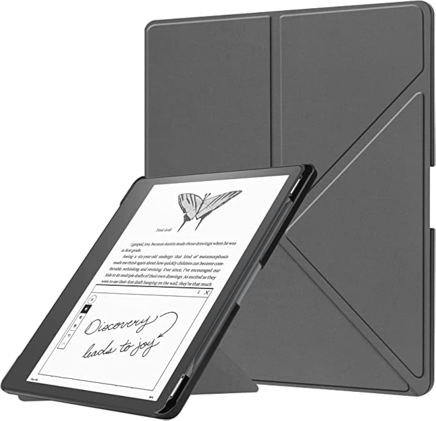 Compatible for Kindle Scribe Case 10.2 inch 2022 Released Foldable Stand Flip Case, Ultra-Thin PU-Leather Hard Shell Cover with Auto Wake-Sleep Function and Pen Slot (Grey)