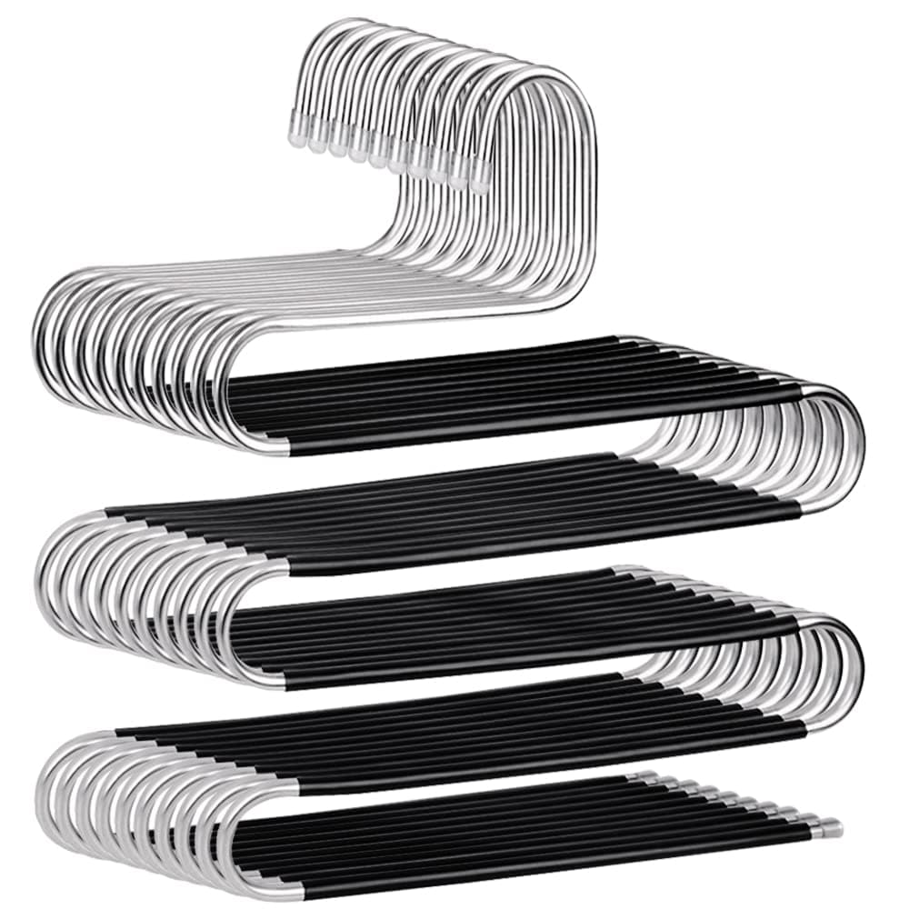 GoodtoU Pant Hangers Space Saving 10 pcs Black Non-Slip S-Type Jeans Hangers for Men and Women