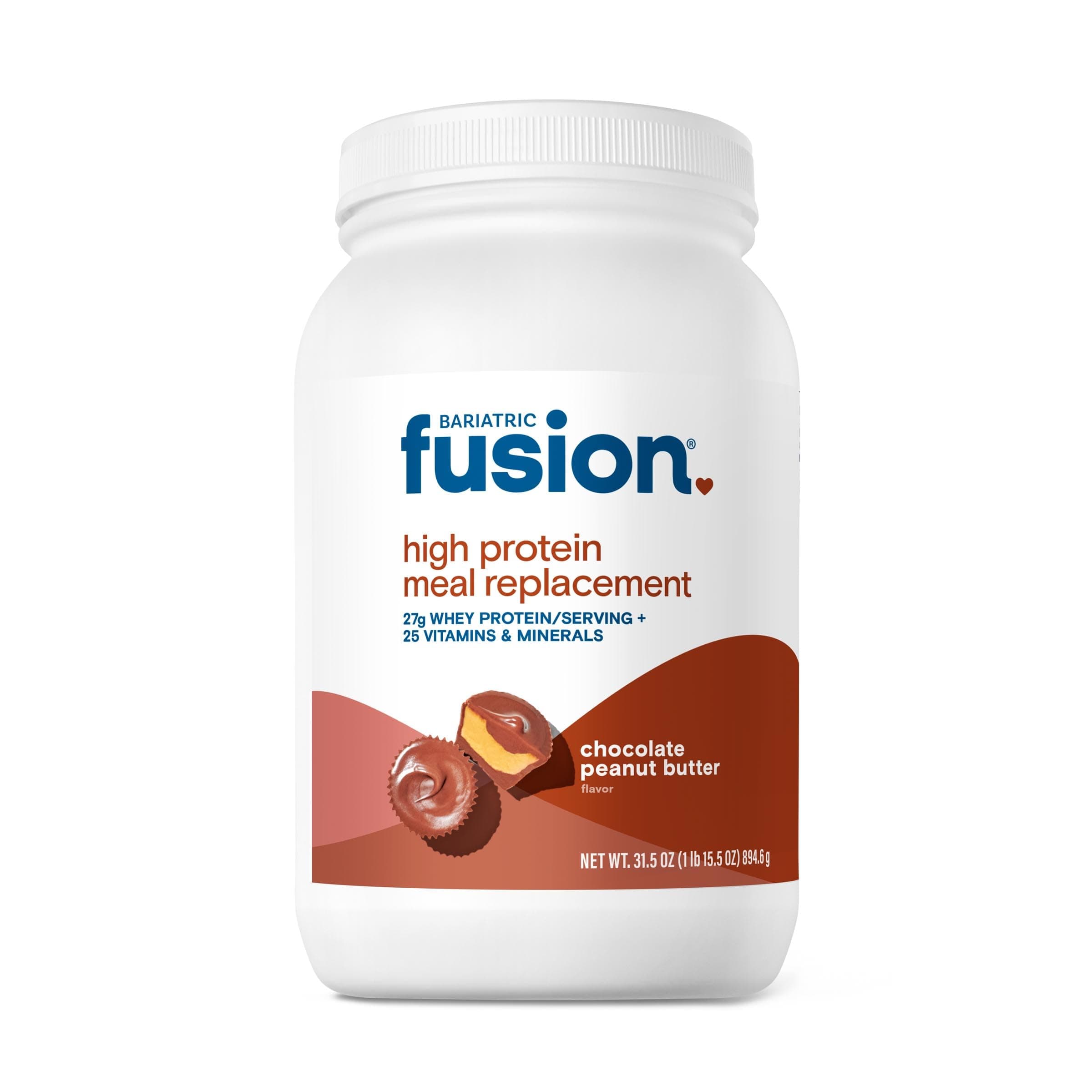 Bariatric Fusion Meal Replacement Protein 21 Serving Tub Chocolate Peanut Butter for Bariatric Surgery Patients Including Gastric Bypass & Sleeve Gastrectomy