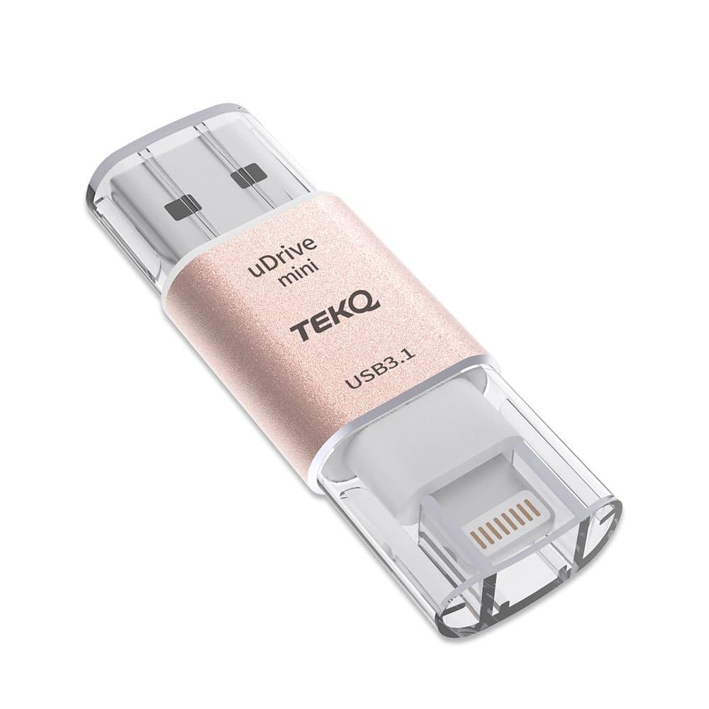 MFi Certified Apple Micro SD Card Reader Flash Drive for Lightning iPhone iPad iPod USB 3.0 Mac Windows PC (0/32/64/128GB) (0G, Gold)