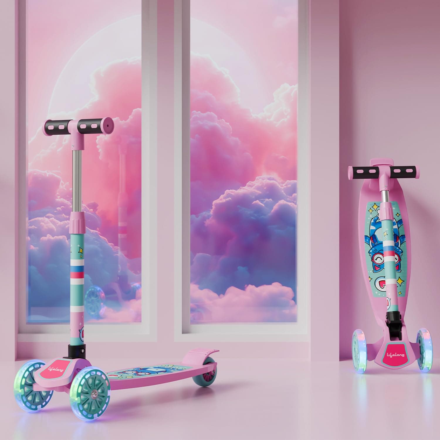 Lifelong Kick Scooter with Adjustable Height|Foldable Scooter|Skate Scooter for Kids with PVC Wheel|Age Upto 3+ Years- Max User weight-50 kg, 6 Months Warranty, LLKS01