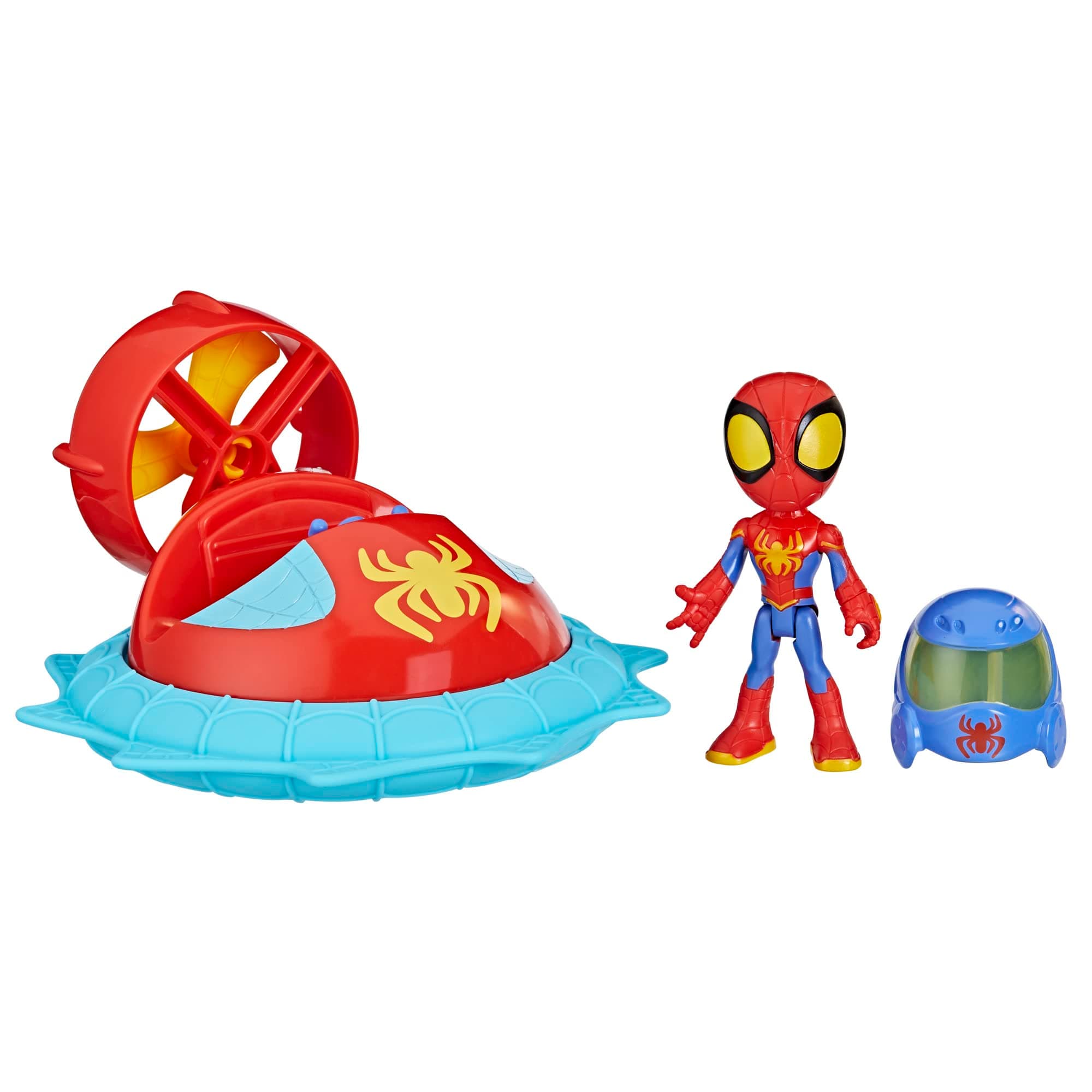 Marvel Spidey and His Amazing Friends Web-Spinners Spidey with Hover Spinner, Car Playset with Vehicle, Figure, and Accessory, Toy Cars for Kids 3 and Up (F7252)