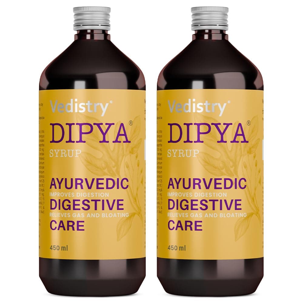 Dipya Ayurvedic Digestive Syrup | Ayurvedic Digestive support for Indigestion, Gas, Bloating & Post-Meal Heaviness | Clinically Proven to give 100% relief in 4 weeks - 450 ml (Pack of 2)