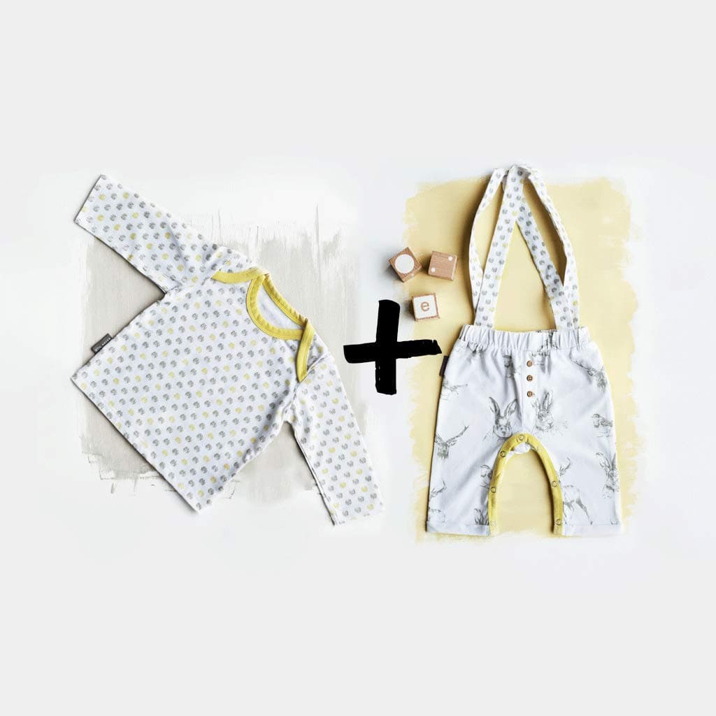 Dungarees + Top Set In The Wild Animal Print Design Unisex - 100% Organic Cotton