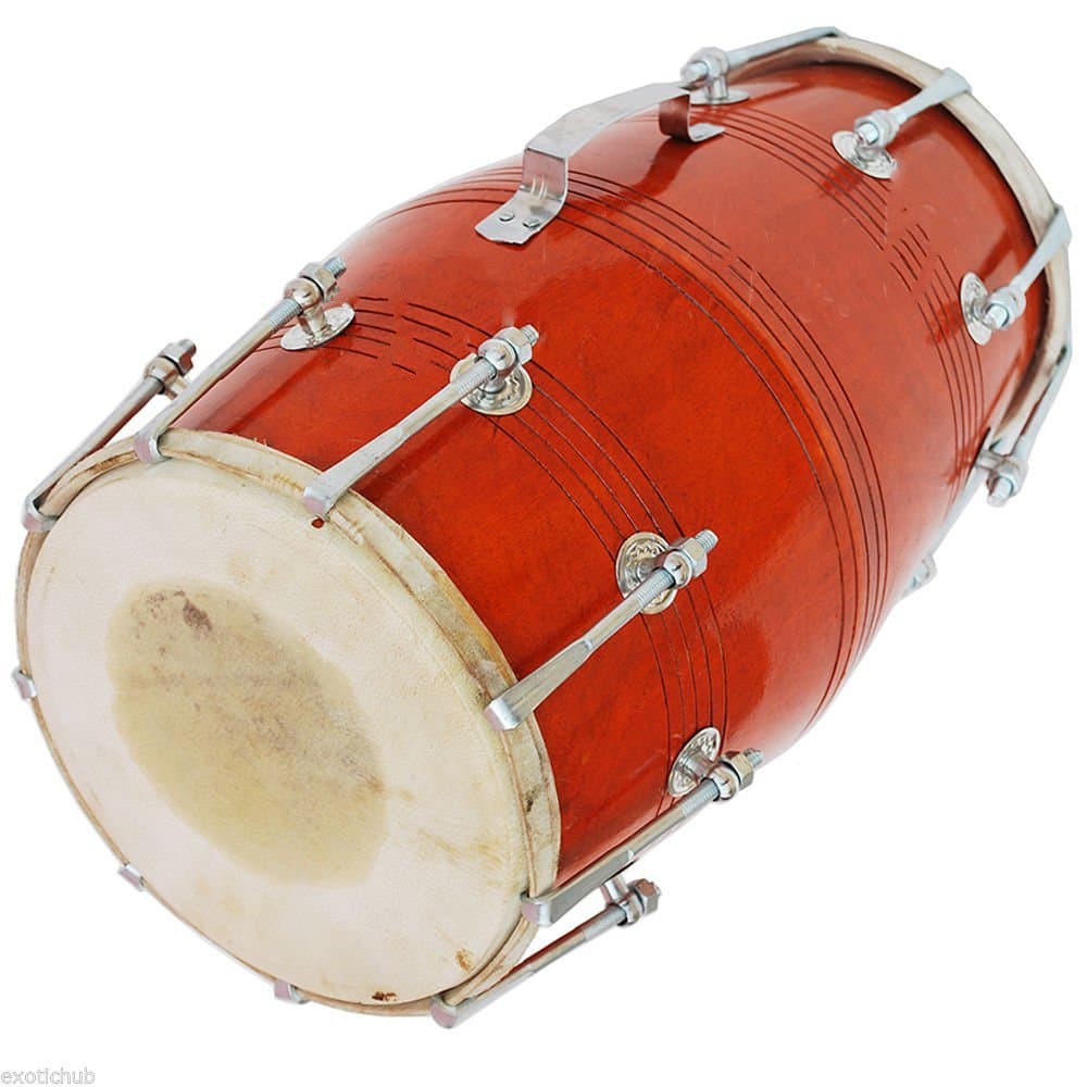 DHOLAK-DRUMS-18-BOLT-TUNED-MADE-WITH-MANGO-WOOD~HAND MADE INDIAN-KIRTAN-MANTR