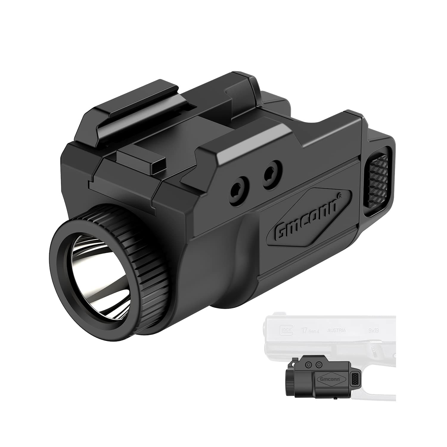 700 Lumen Pistol Light, Compact Adjustable Rail Mounted Flashlight Mini Weapon Light with Strobe Mode for Picatinny MIL-STD-1913, Glock (700 Lumen)