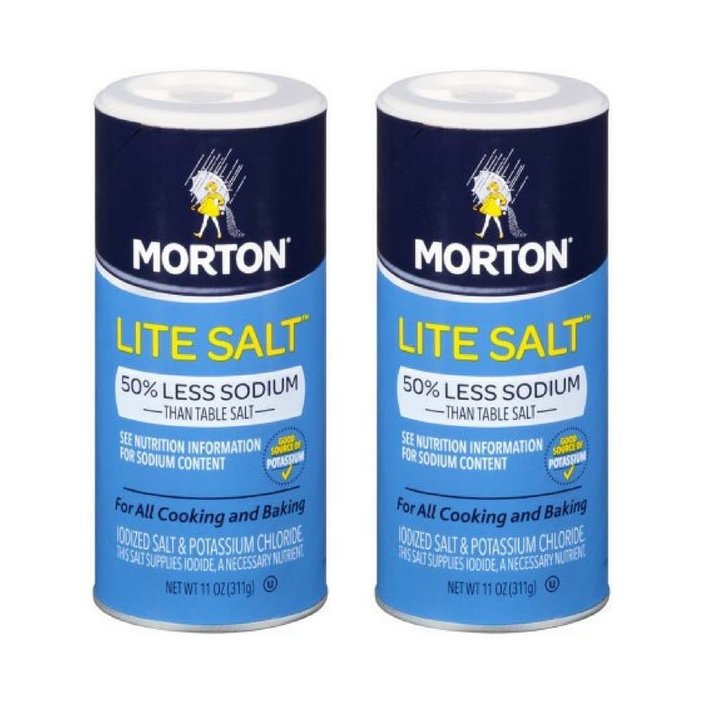 MortonLite Salt, With Half The Sodium Of Table Salt, 11 oz (2pack)