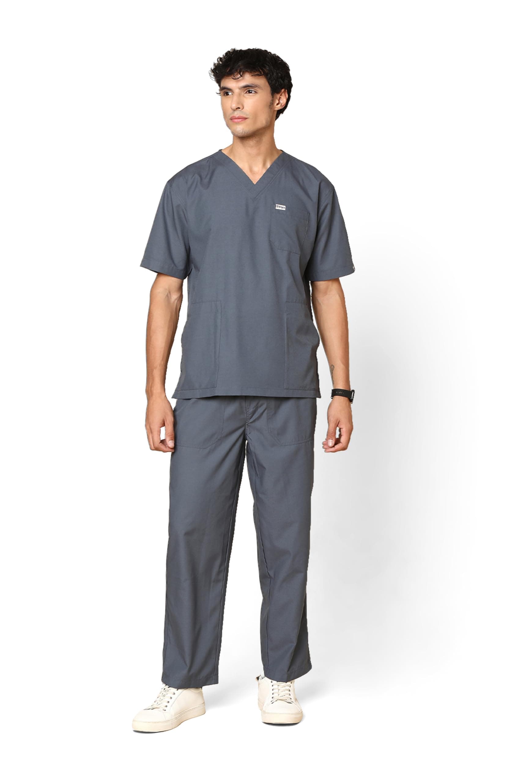 - Knya Active Men's 5-Pocket Scrub Suit | Set of Top & Bottom | Half Sleeves | V Neck | Breathable Fabric | Comfortable | Durable | Uniform for Doctors, Nurses and Dentists