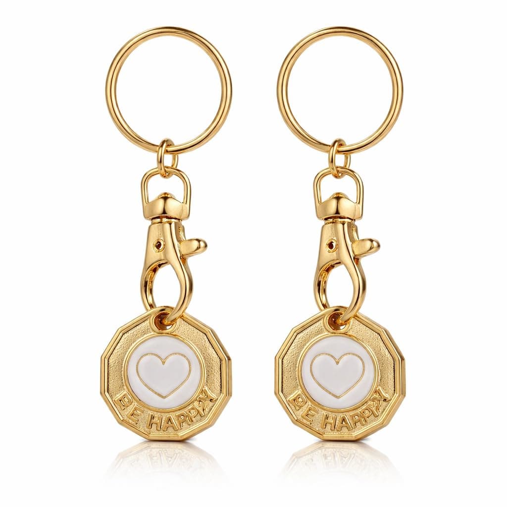 PREMIUM 2Pk TROLLEY COIN KEY RING UK SET Shopping Trolley Token Keyrings | Trolley Tokens for Supermarket | New Pound UK Coin | Locker Coin