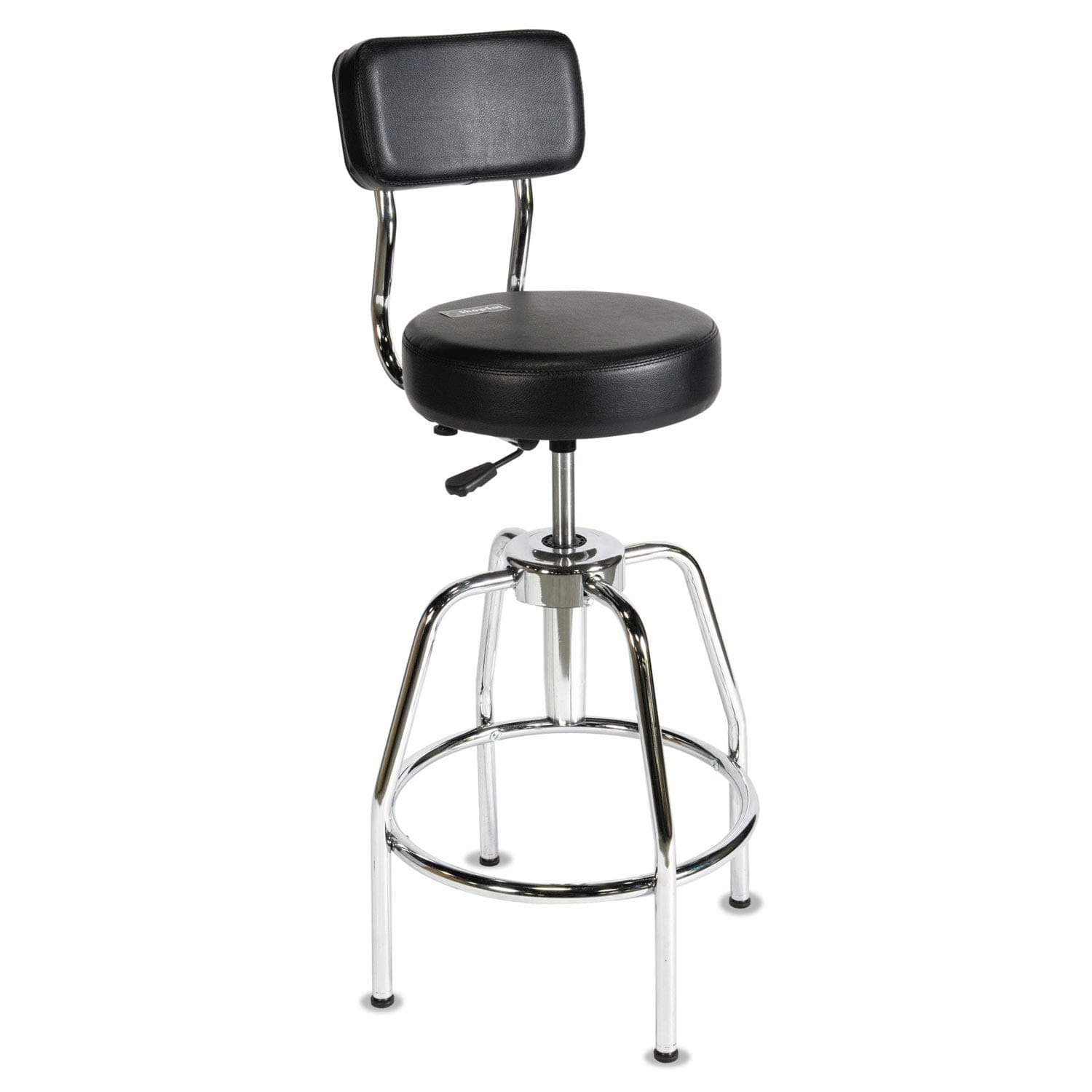 3010002 Height Adjustable Shop Stool with Chrome Tubular Base, Vinyl Seat and Back, 300-Pound Capacity
