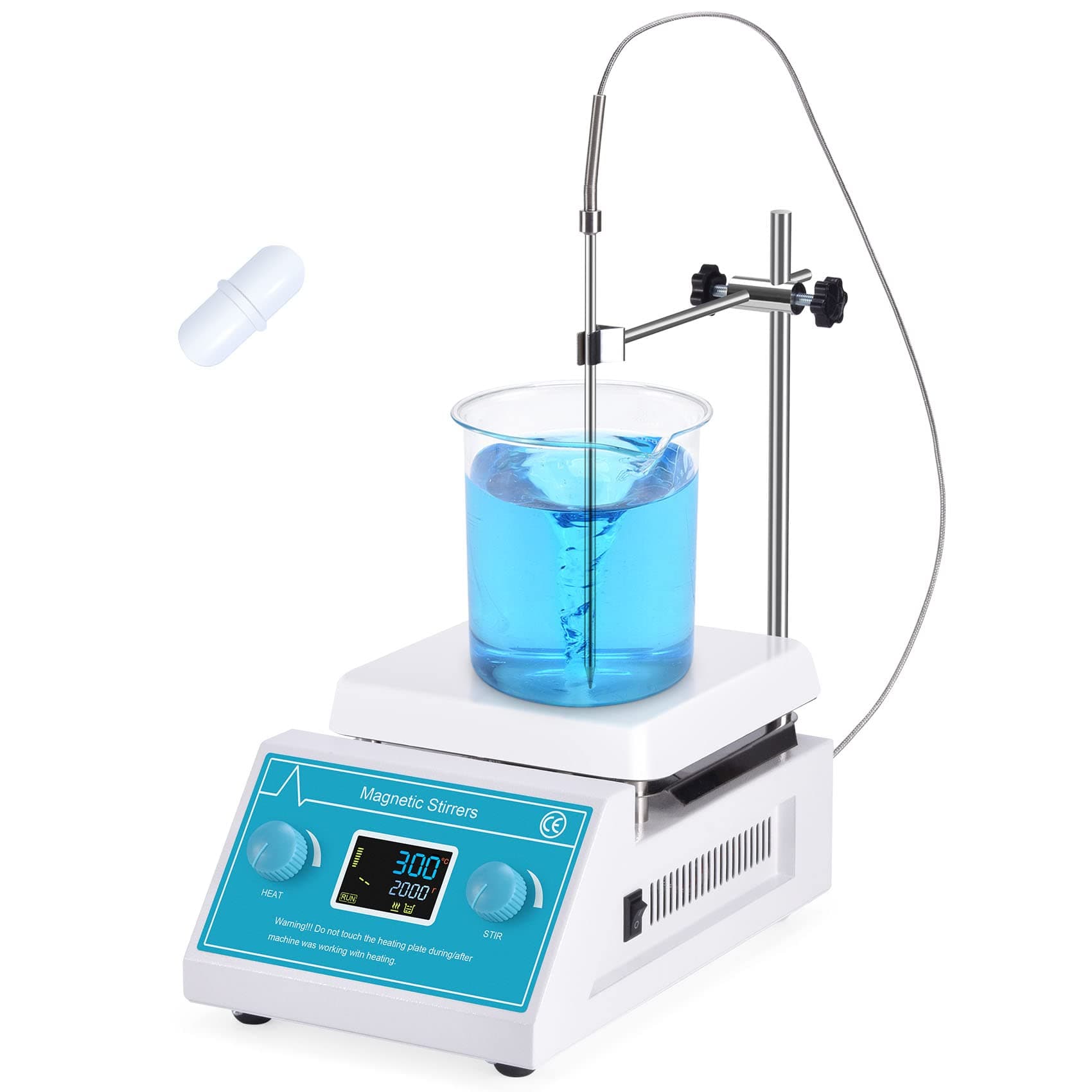 - Slendor Magnetic Stirrer 5000ml Hotplate Mixer 2000 RPM Hot Plate Max 300℃/572℉ Lab Heating Plate Stirrers with LED Digital Display, Stir Bar, Temp Sensor and Support Stand