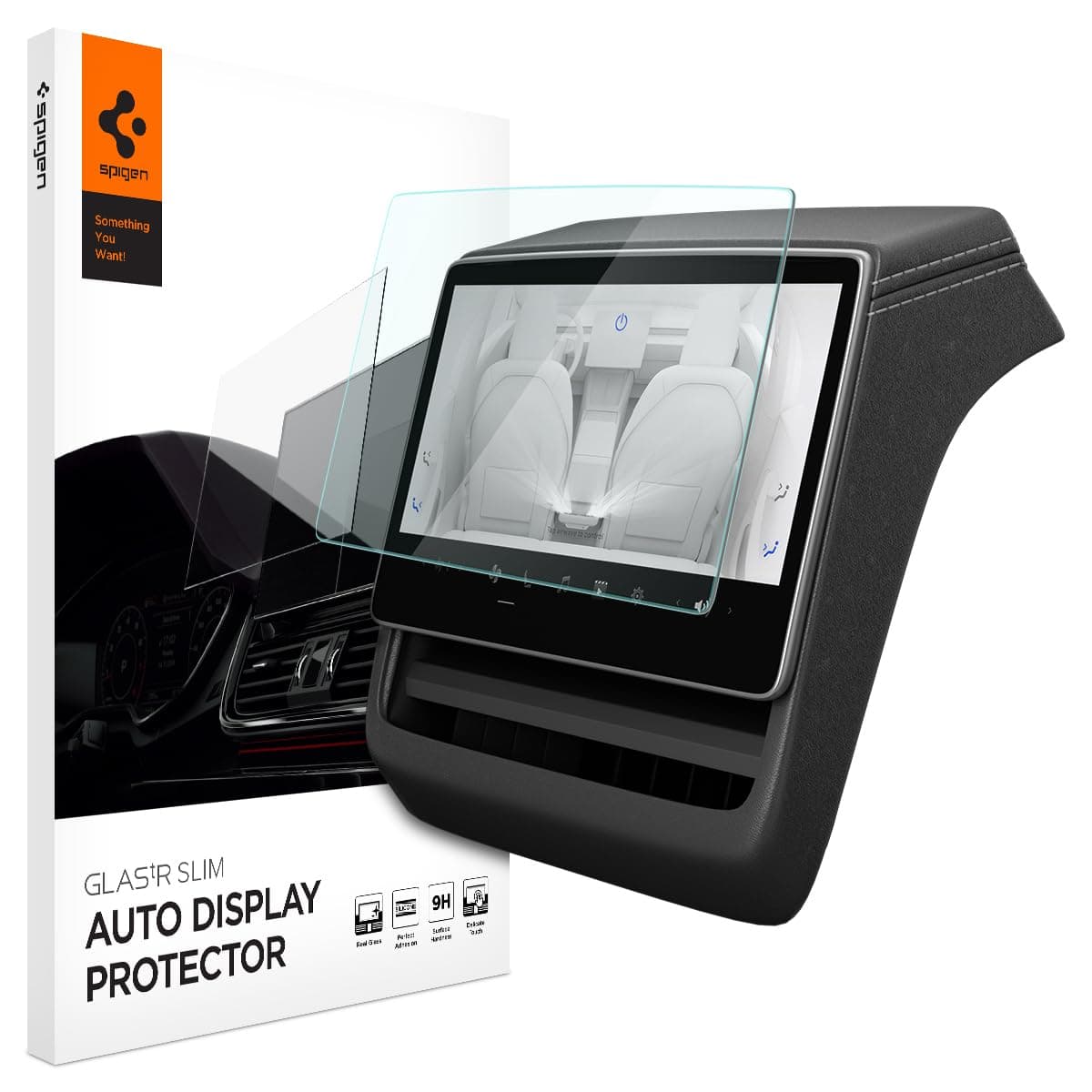 Spigen Glas.tR Slim Anti Glare Tempered Glass Rear Screen Protector for Tesla Model 3 (2026-2024), Model Y (2026/2025) 8 inch, 1 Pack, Matte, Anti Glare, Anti FingerPrint