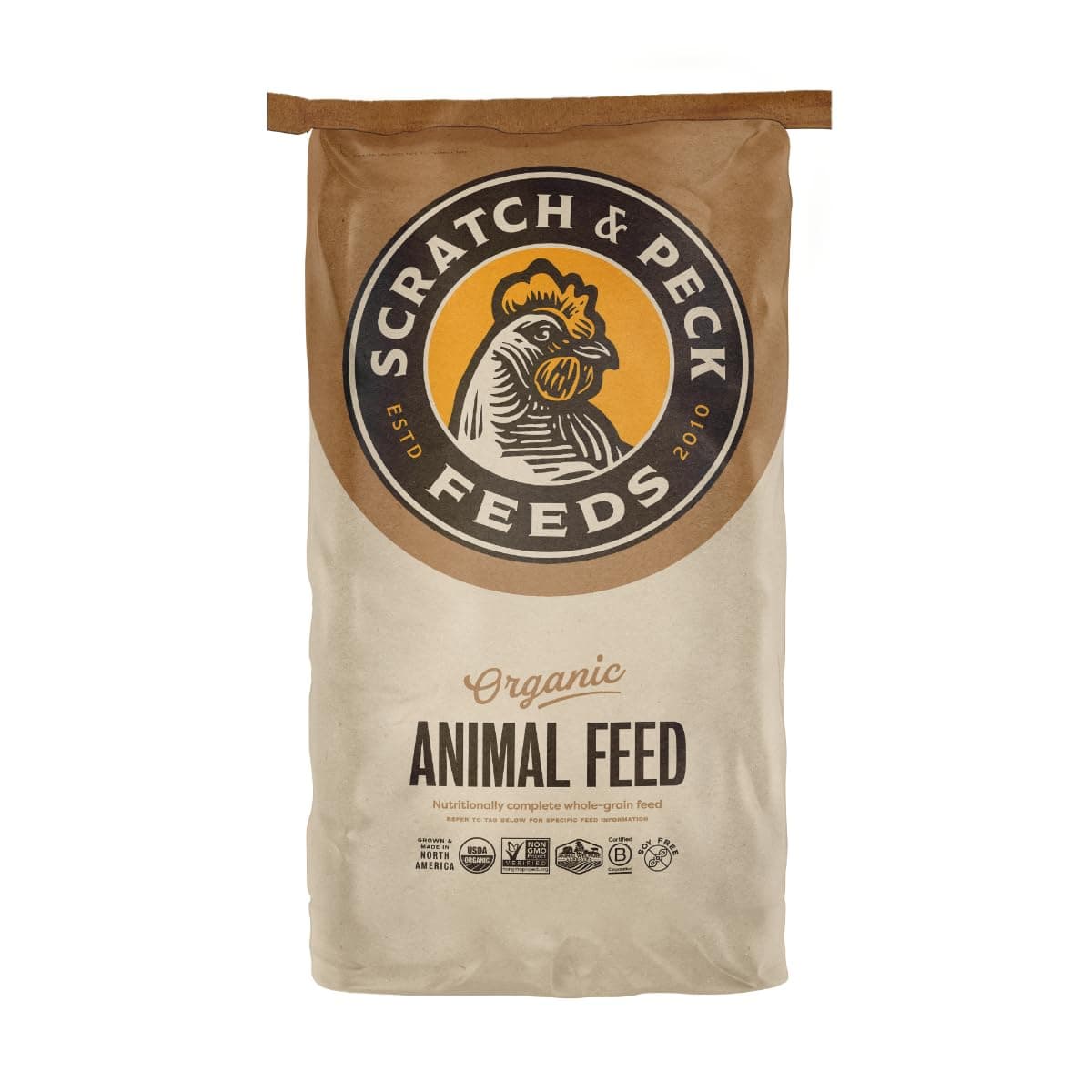 Scratch and Peck Feeds Whole Grain Grower Mash Pig Feed - Corn-Free and Soy-Free - 40 lbs Bag - 16% Protein, Certified Organic and Non-GMO Project Verified Pig Food