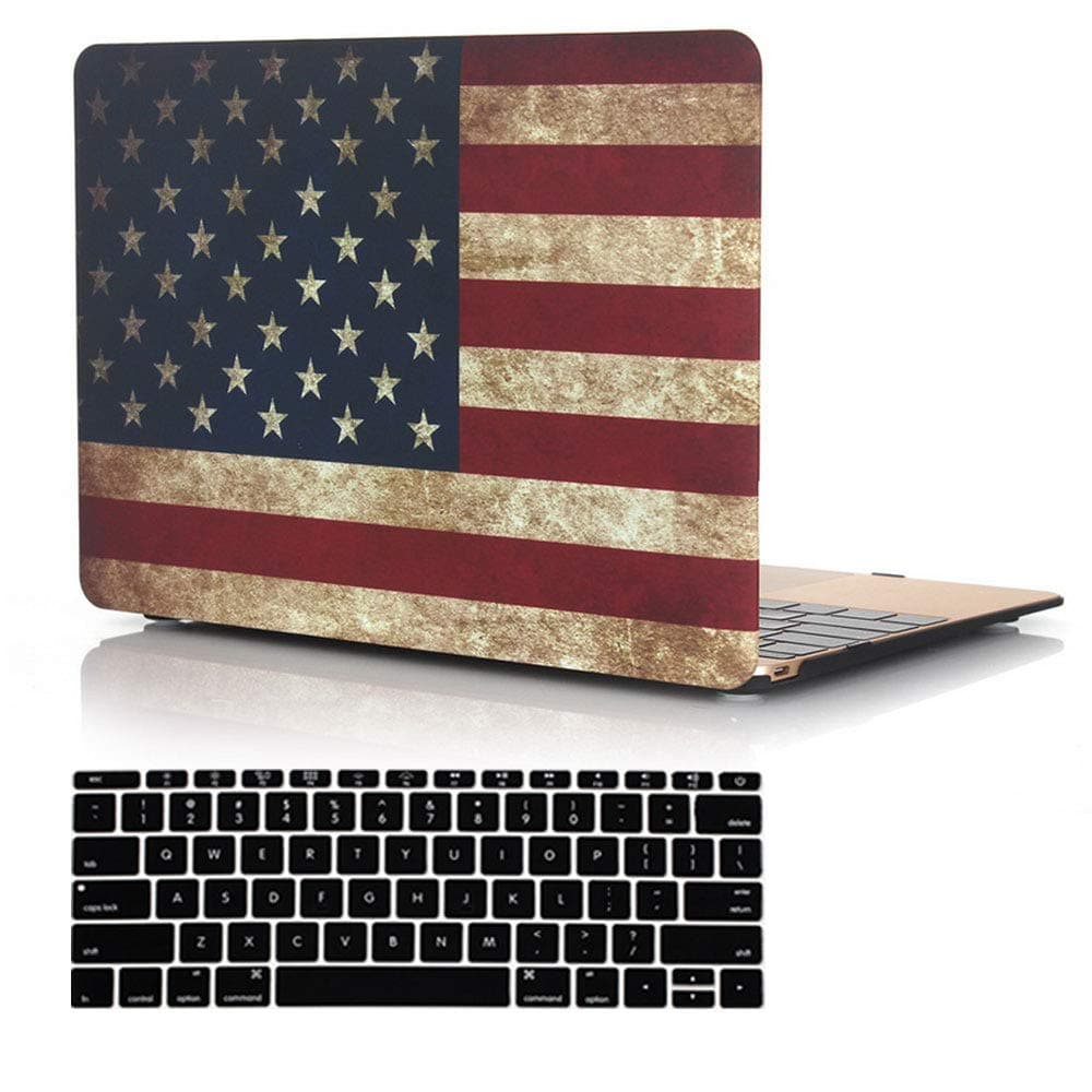 TOJIA Compatible with New MacBook Pro 13 Inch Case A2159 A1989 A1706 Release 2016-2019, Hard Shell Case with Keyboard Cover for Apple Mac Pro 13.3 with Touch Bar, US Flag