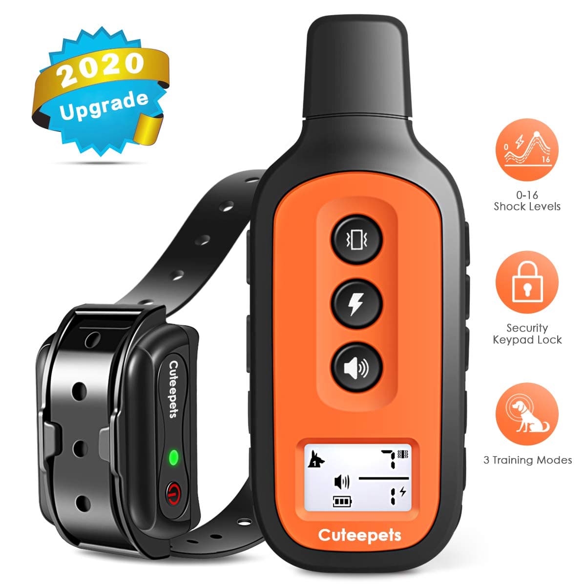 Dog Training Collar-2019 Newest Shock Collar for Dogs with 3 Training Modes, Beep, Vibration and Shock, UP to 1600FT Remote Range, Rechargeable & IPX7 WaterProof, 0-16 Shock Levels Dog Training Set