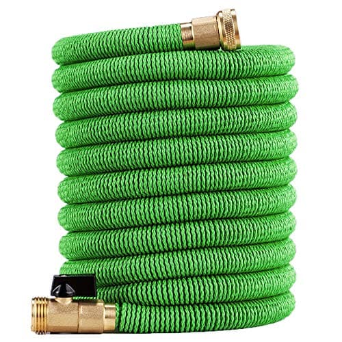 75ft Expandable Garden Hose - New Improved Flexible Water Hose with Heavy Duty Expanding Latex Core, Fabric Casing and 3/4 Solid Brass Connectors Fittings