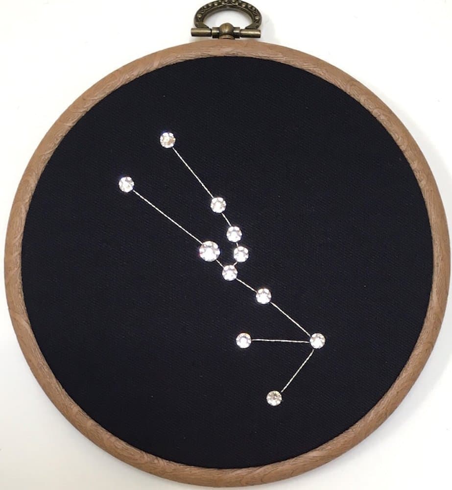 TAURUS Constellation Wall Art - Handmade with Swarovski Crystals - Zodiac - Framed in Hoop