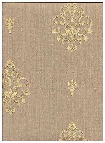Limonta – Neapolis 91802 in Vinyl Wallpaper Paper with Shiny Gold Drawings and Base Fabric Linen Effect Dark Taupe with Golden Reflections