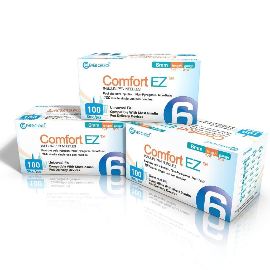 Clever Choice Comfort EZ Insulin Pen Needles 31 Gauge 6 Millimeter - 3 Pack (300 Needles)