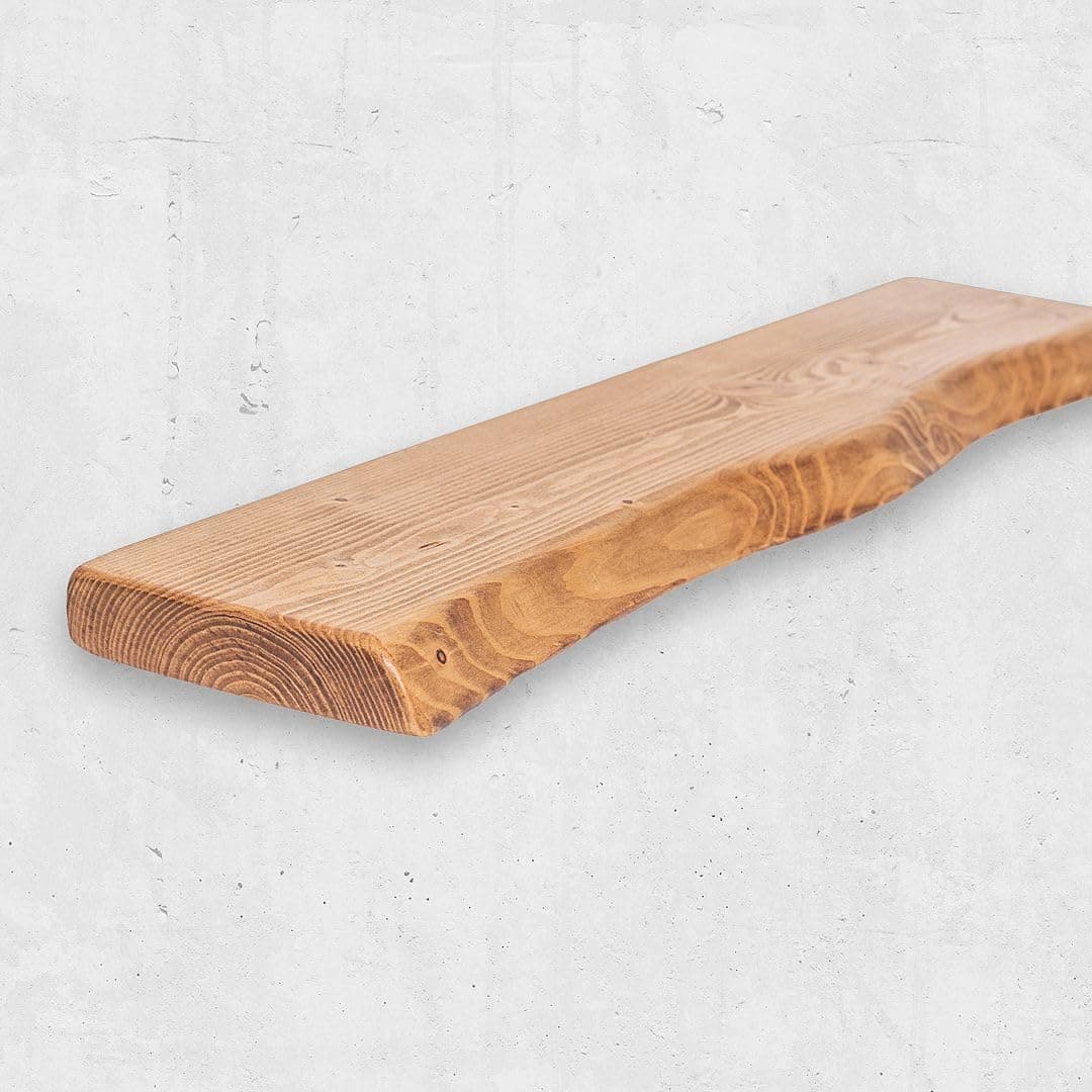 Live Edge Chunky Rustic Floating Shelf 6x2, Teak, 90cm