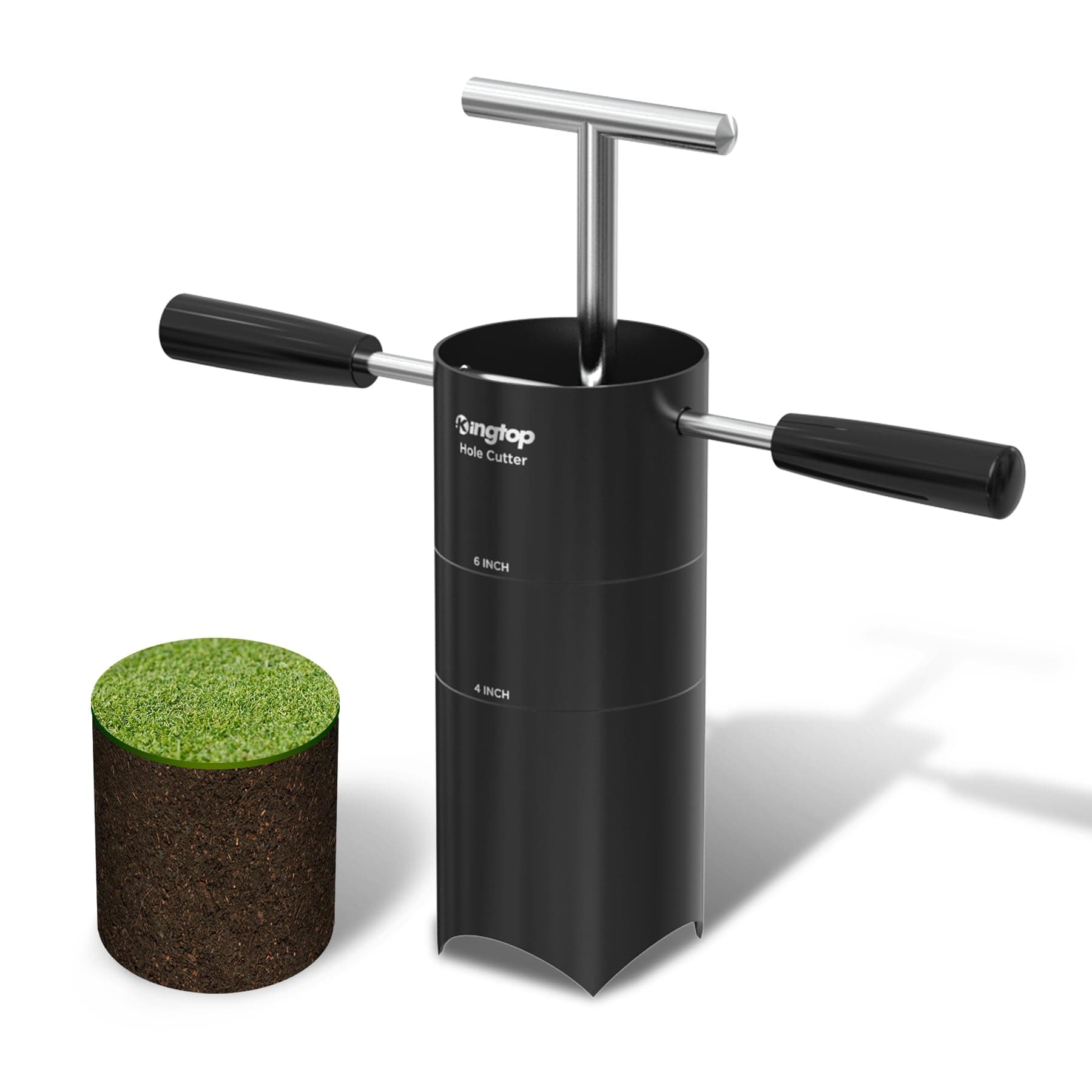 KINGTOP Portable Golf Hole Cutter – Detachable Handle, USGA Standard 4Inch & 6Inch Hole Digger – Backyard, Garden, Outdoor Golf Putting Green Practice