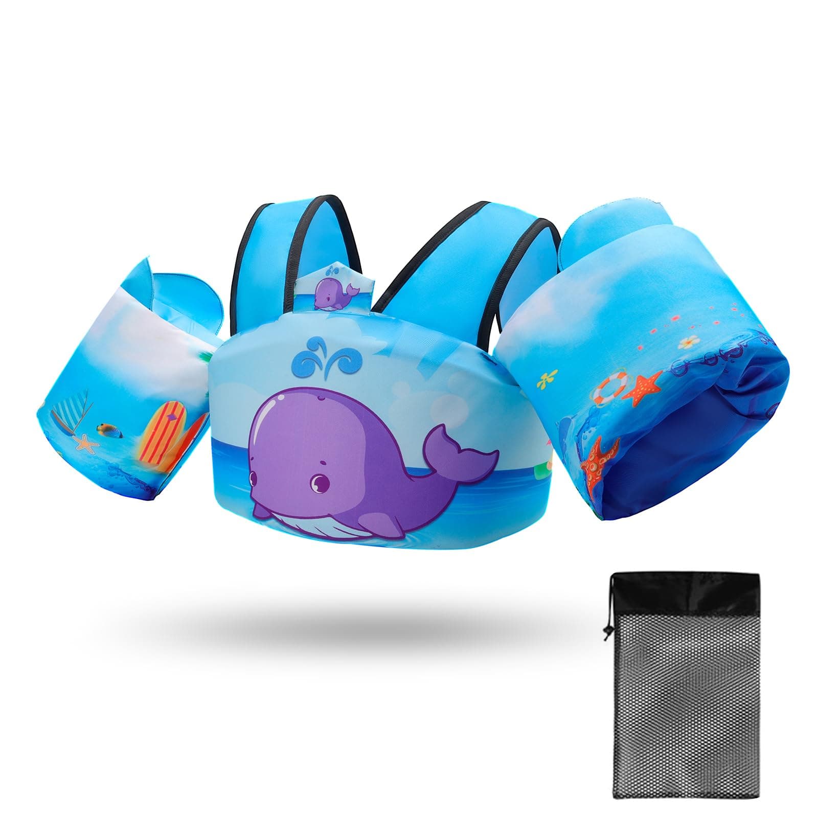 Elejolie Toddler Swim Vest for Child Learn Swiming Training,Infant Safety Swimmies Aid Jacket for Kids 2 3 4 5 6 Years Old,Arm Water Wings for Baby 22-66lbs