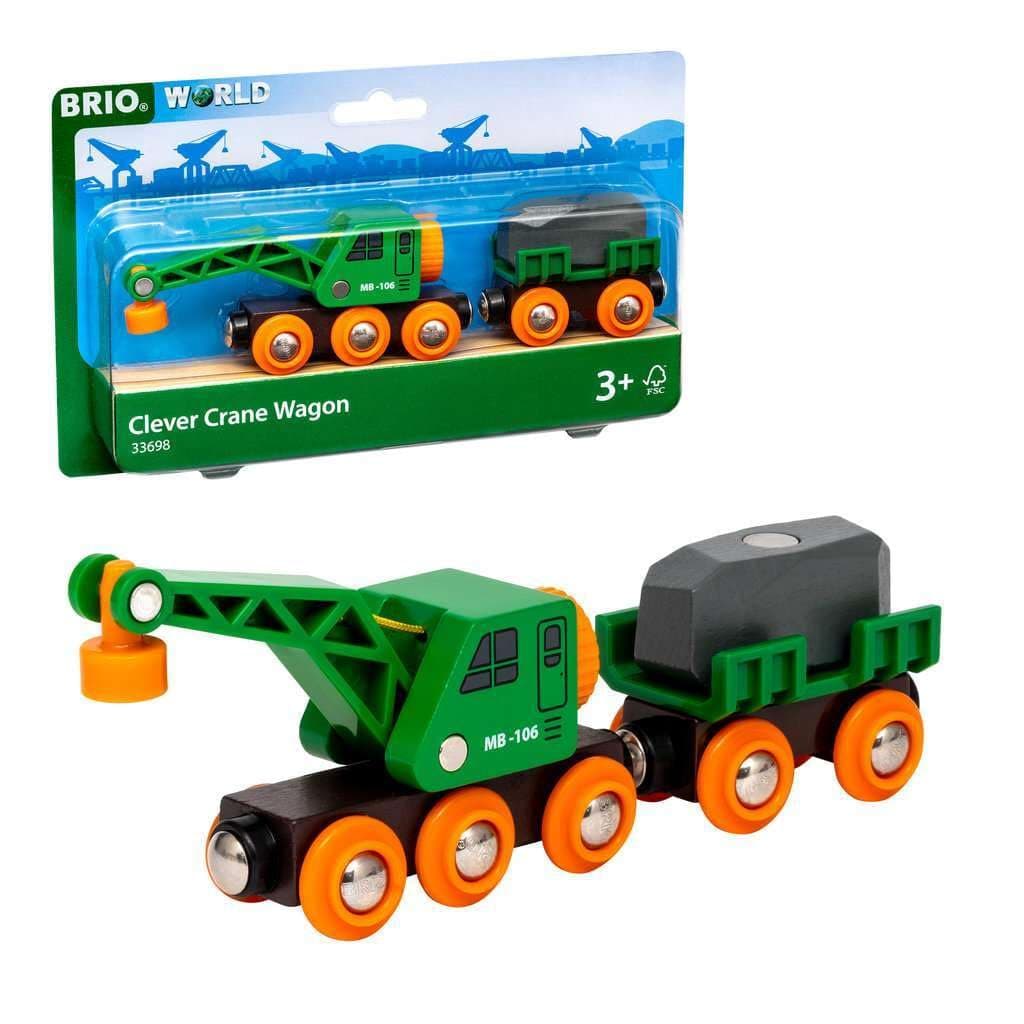 BRIO World Clever Crane Wagon for Kids Age 3 Years Up - Compatible with all BRIO Train Sets & Accessories