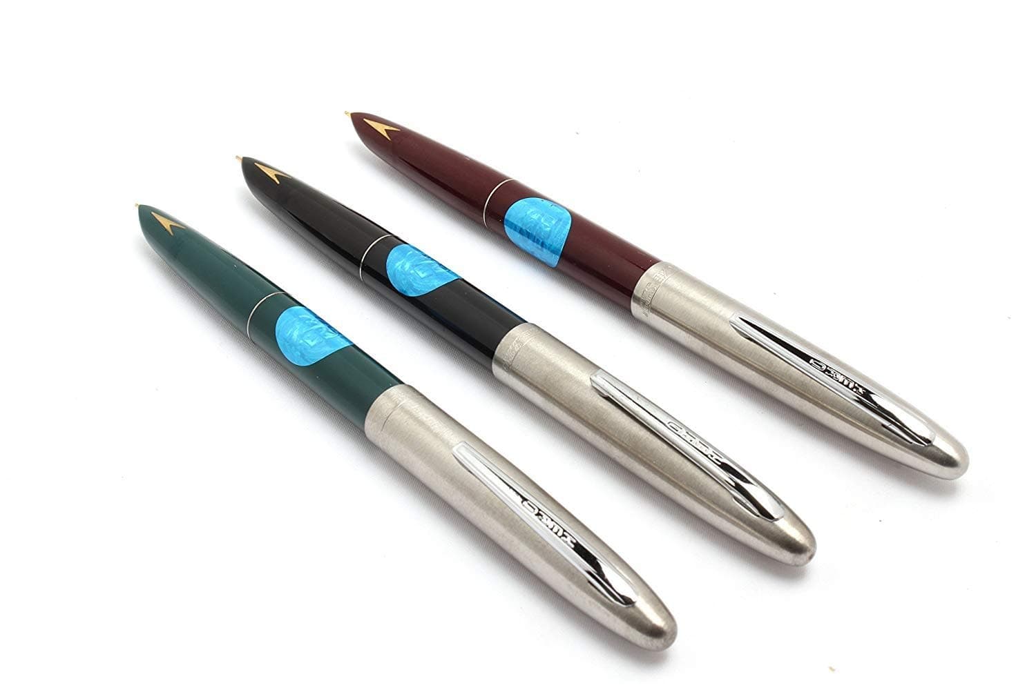 3 PCS Genuine Hero 329 Fountain Pen Fine Nib,Gold Arrow Pattern, Stainless Steel Cap