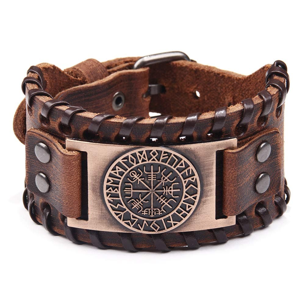 Viking Bracelet Norse Vegvisir - Nordic Bracelet with Runic Compass - Celtic Pagan Jewelry