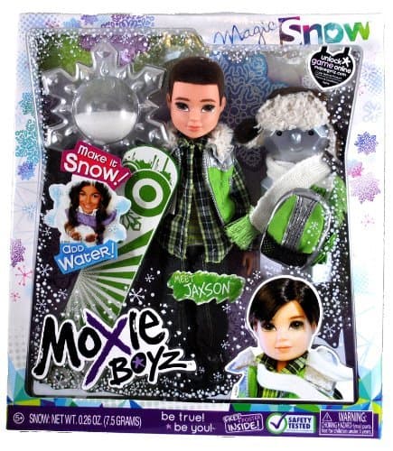 MGA Entertainment Moxie Boyz Magic Snow Series 11 Inch Doll - JAXSON with Artificial Snow, Snow Hat, Scarf, Backpack and Snowboard Plus Bonus Poster