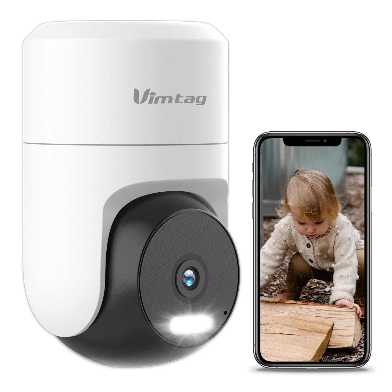 VIMTAG 2.5K Cameras for Home Security, Plug-in 2.4G WiFi Outdoor Camera for Pet/Dog/Cat/Baby/House, 360° View, Color Night Vision, Waterproof, Phone App, Motion Tracking & Alert, Cloud/SD Storage
