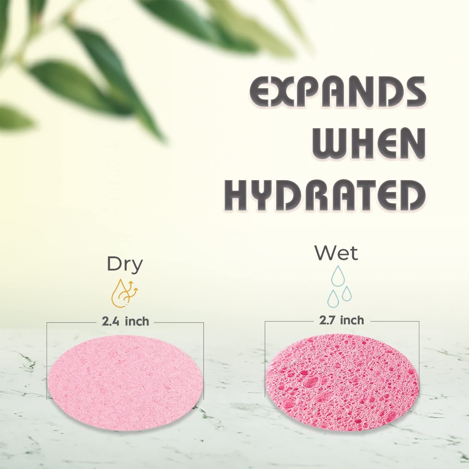 60-Count Compressed Facial Sponges, 100% Natural Cosmetic Spa Sponges for Facial Cleansing, Exfoliating Mask (Pink Round)