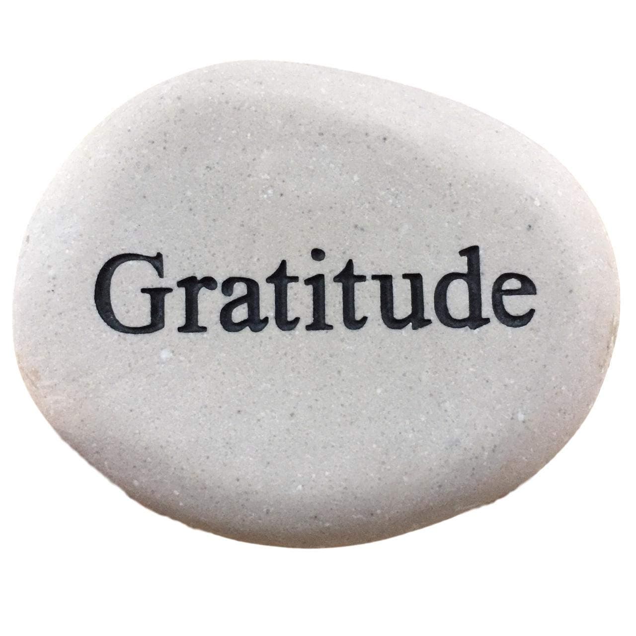 Gratitude Engraved Stone River Rock- 2" Cream