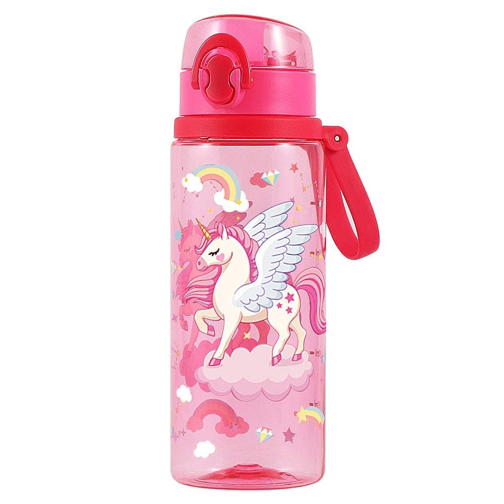 Home Tune Cute Water Bottle for School Girls Boys, Soft Silicone Chug Spout, BPA FREE Tritan, Leak Proof One Click Open Flip Top, Easy Clean, Soft Carry Loop, 700ml - Unicorn