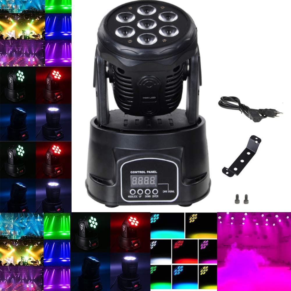105W Moving Head Light RGBW 4 in 1 LED DMX512 Stage lighting for DJ KTV Disco Party Wedding Effect Lighting by Rainiers (70W)