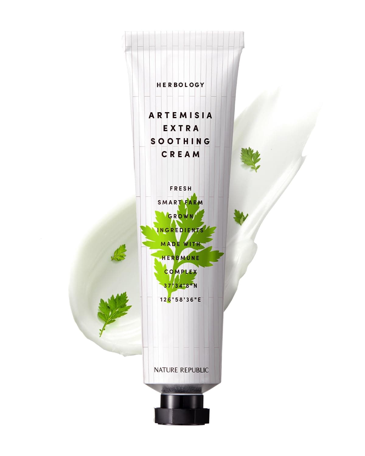 Nature RepublicHERBOLOGY Artemisia Extra Soothing Cream - Calming Facial Cream for All Skin Types, Vegan & Clean Beauty Skincare, Lightweight Hydrating, Natural Extracts 70ml / 2.36 FL OZ