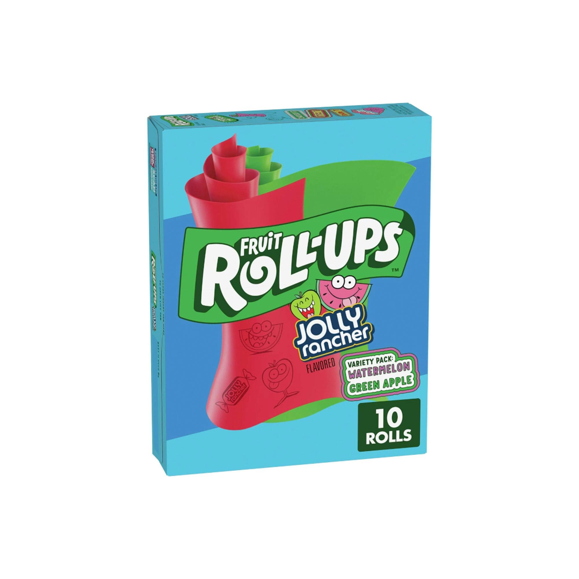 Jolly Rancher Fruit Roll-Ups - Fruit Flavoured Snack- Variety Pack with Watermelon & Green Apple - 141g