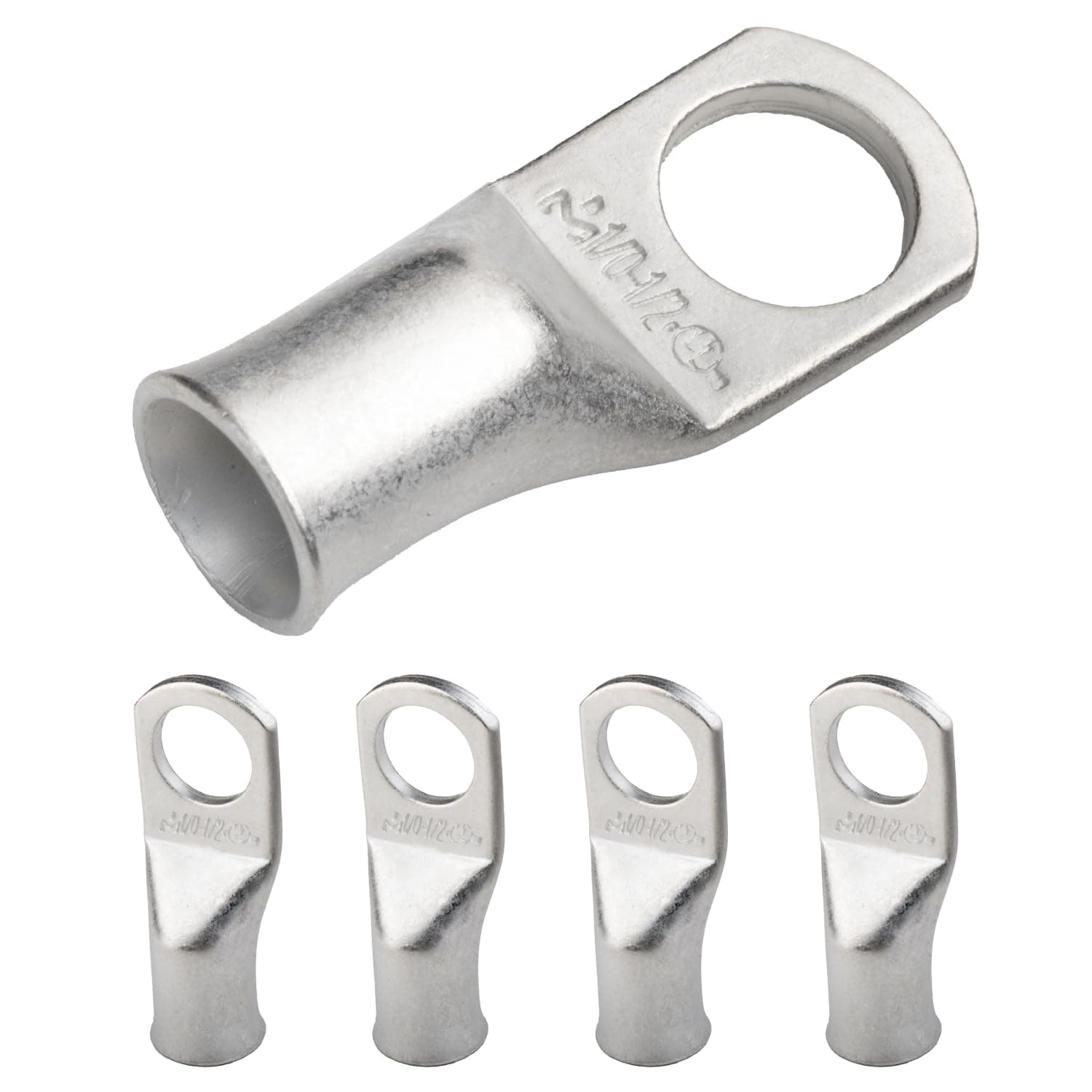 SELTERM 5pcs 1/0 AWG 1/2" Stud Tinned Copper Wire Lugs, Battery Cable Ends, Ring Terminals, 0 Gauge Terminal Connectors, UL Marine Grade Electrical Connectors