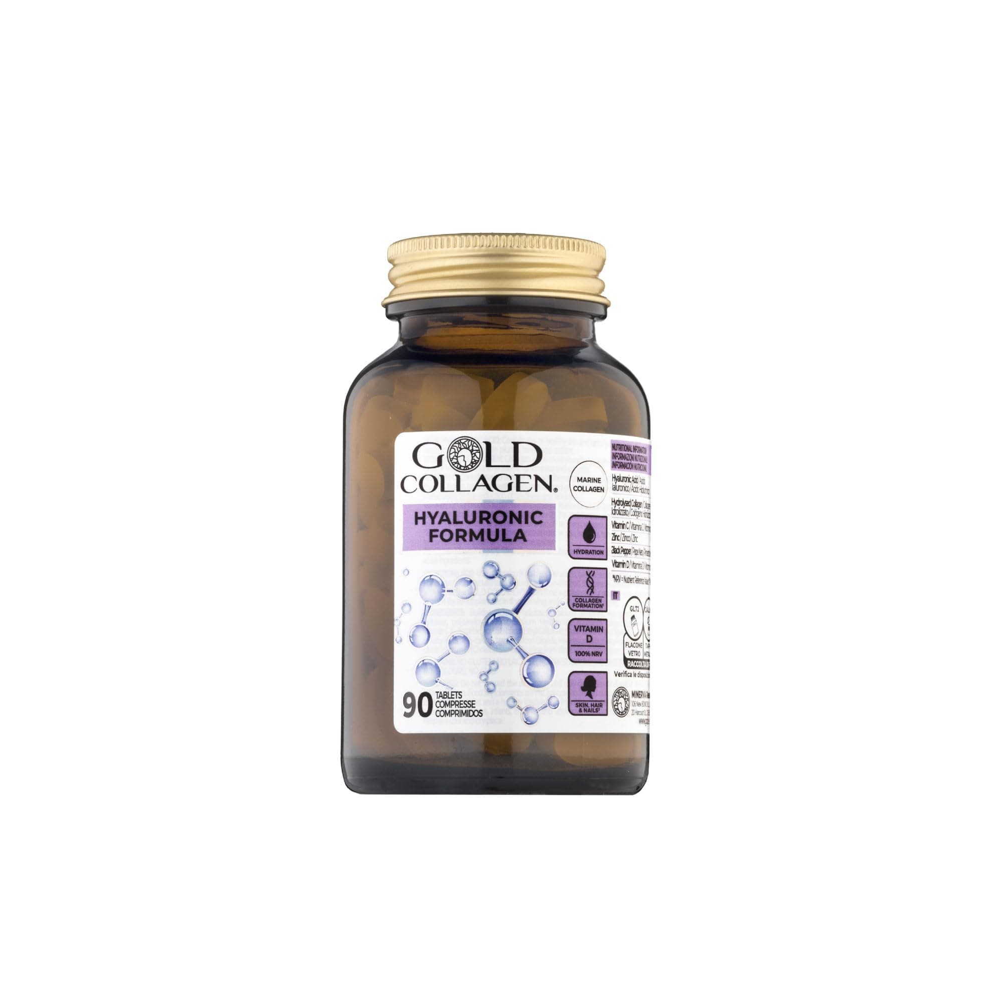 Hyaluronic Formula - Collagen Supplements for Women Enhanced with Vitamin D, Vitamin C, Hyaluronic Acid & Zinc, 90 Tablets - Collagen Tablets for Skin Hydration, Hair, Nail & Joint Care