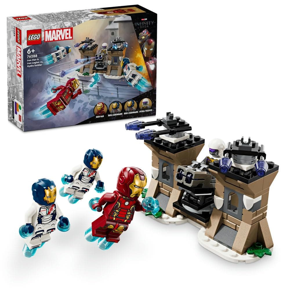 LEGO Marvel Iron Man & Iron Legion vs. Hydra Soldier Building Toy for 6 Plus Year Old Boys & Girls, Avengers Adventure Set for Creative Kids and Super Hero Fans, Birthday Gift Idea 76288